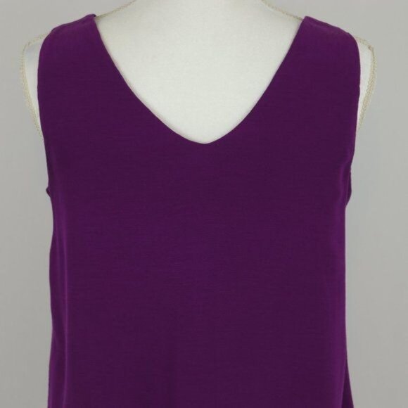 Massimo Dutti Women's Medium Purple V-Neck Tulip Hem Woven Tank Top - Picture 4 of 7